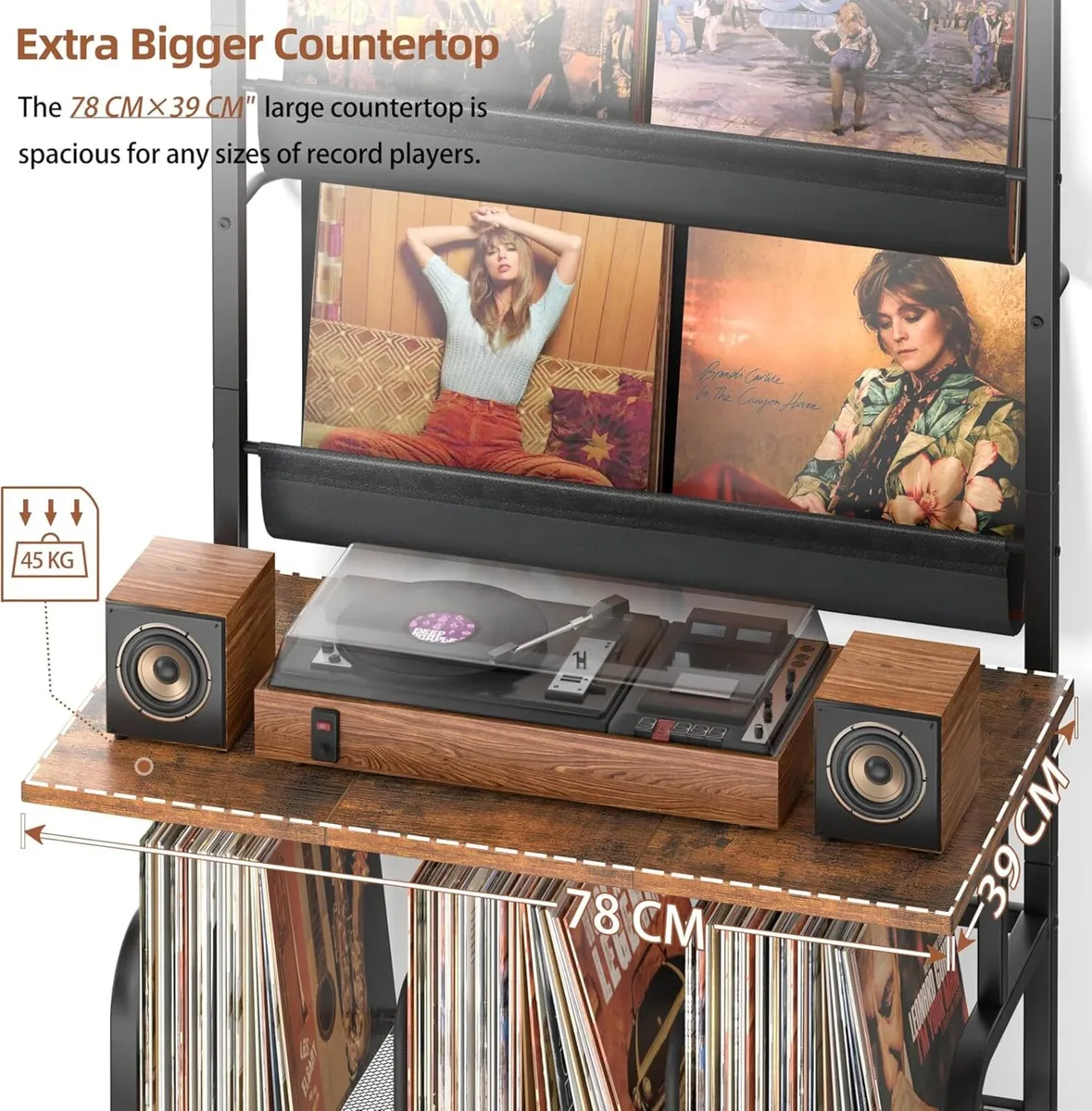 Vinyl Record Storage Cabinet - Turntable Stand - Image 3