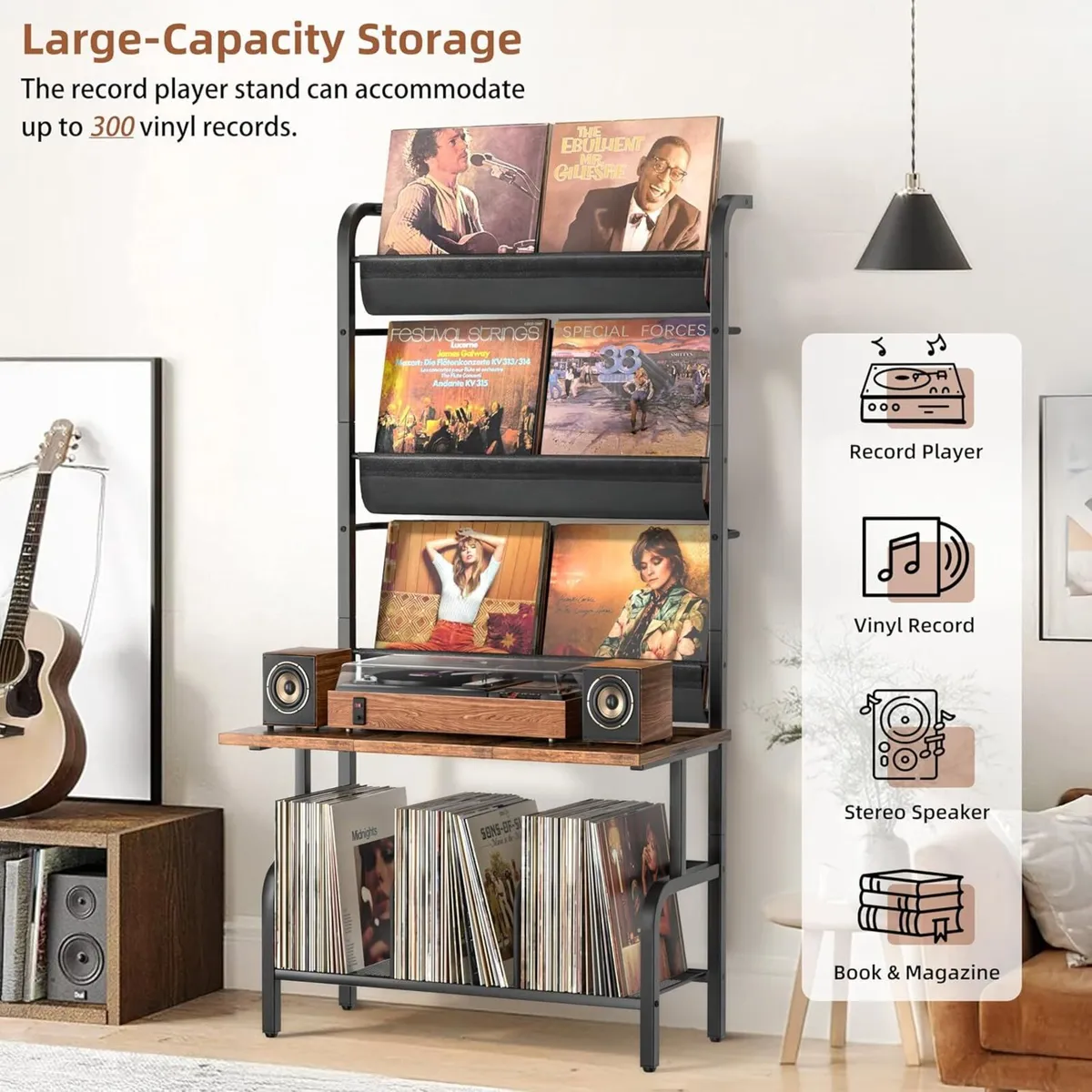 Vinyl Record Storage Cabinet - Turntable Stand - Image 4