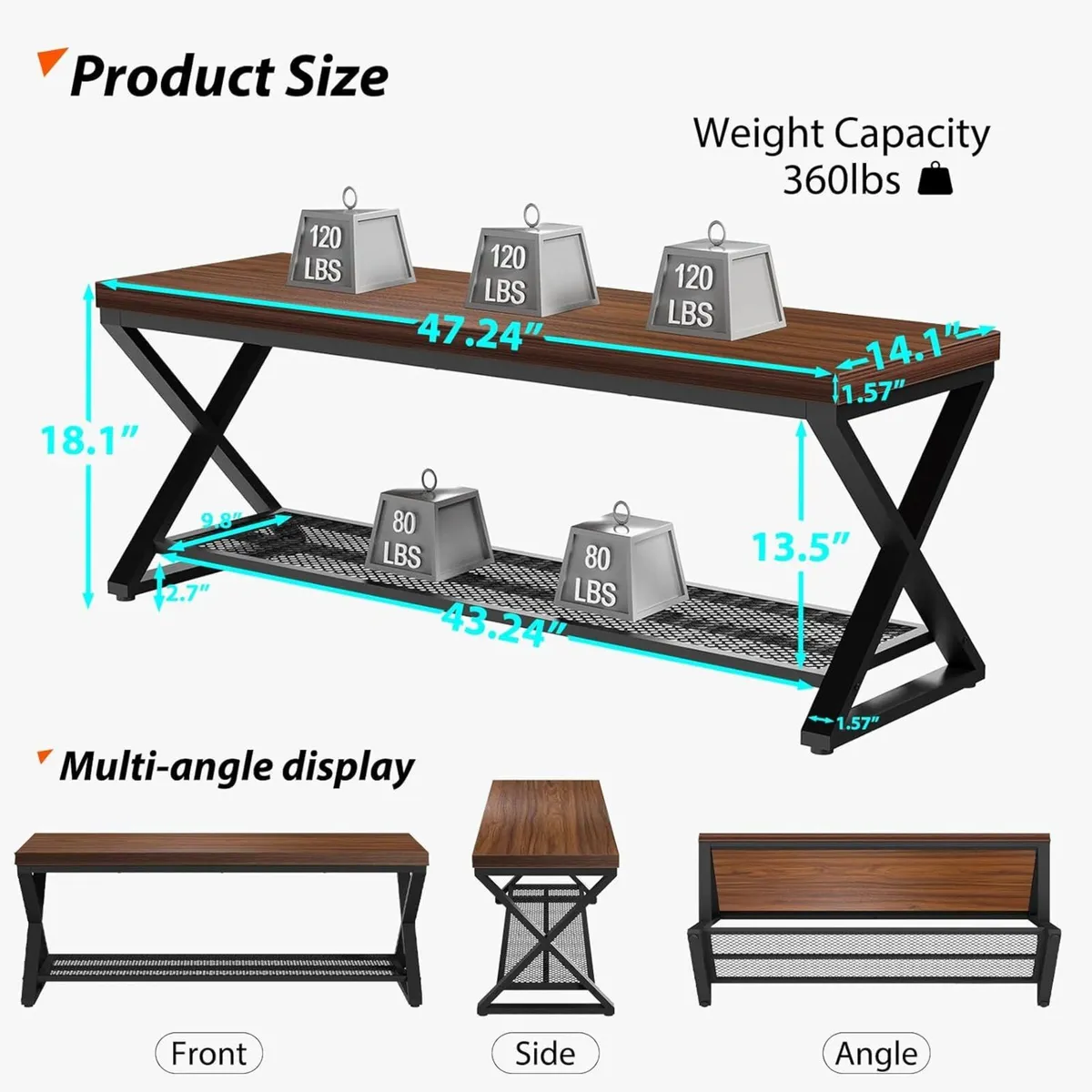 Entryway Shoe Rack with Storage Wood and Metal - Image 2