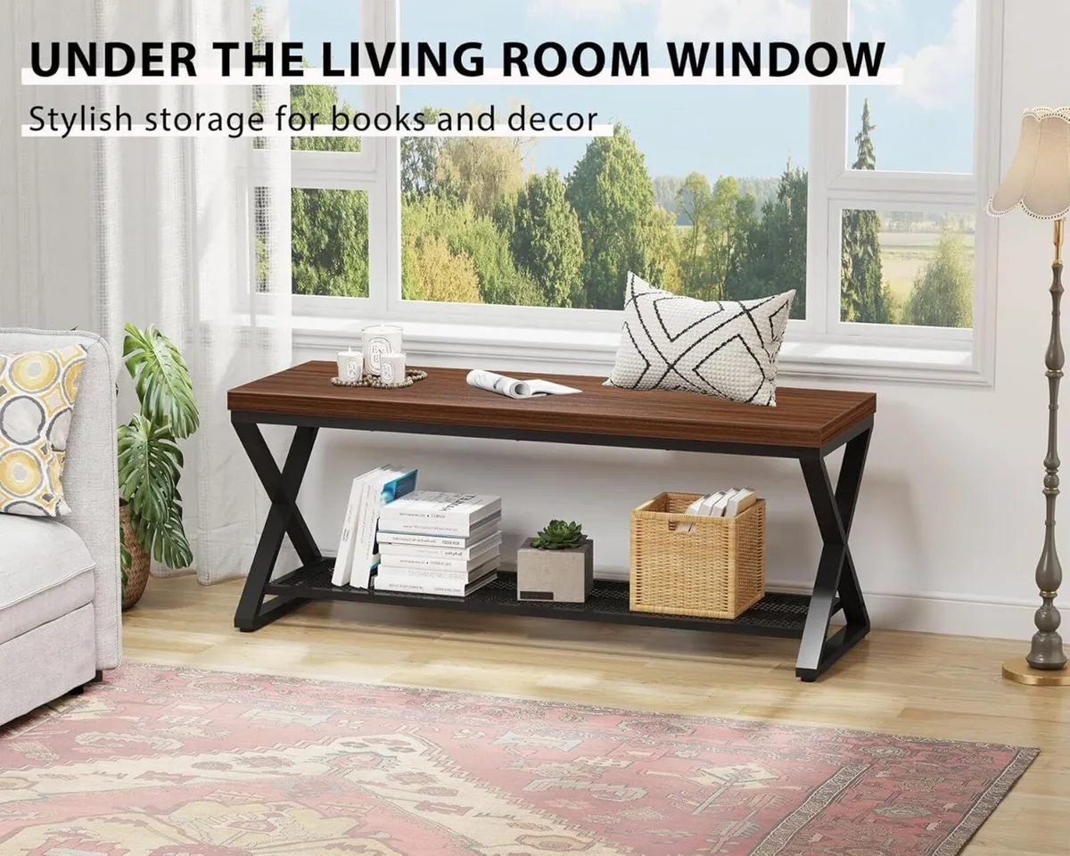 Entryway Shoe Rack with Storage Wood and Metal - Image 4