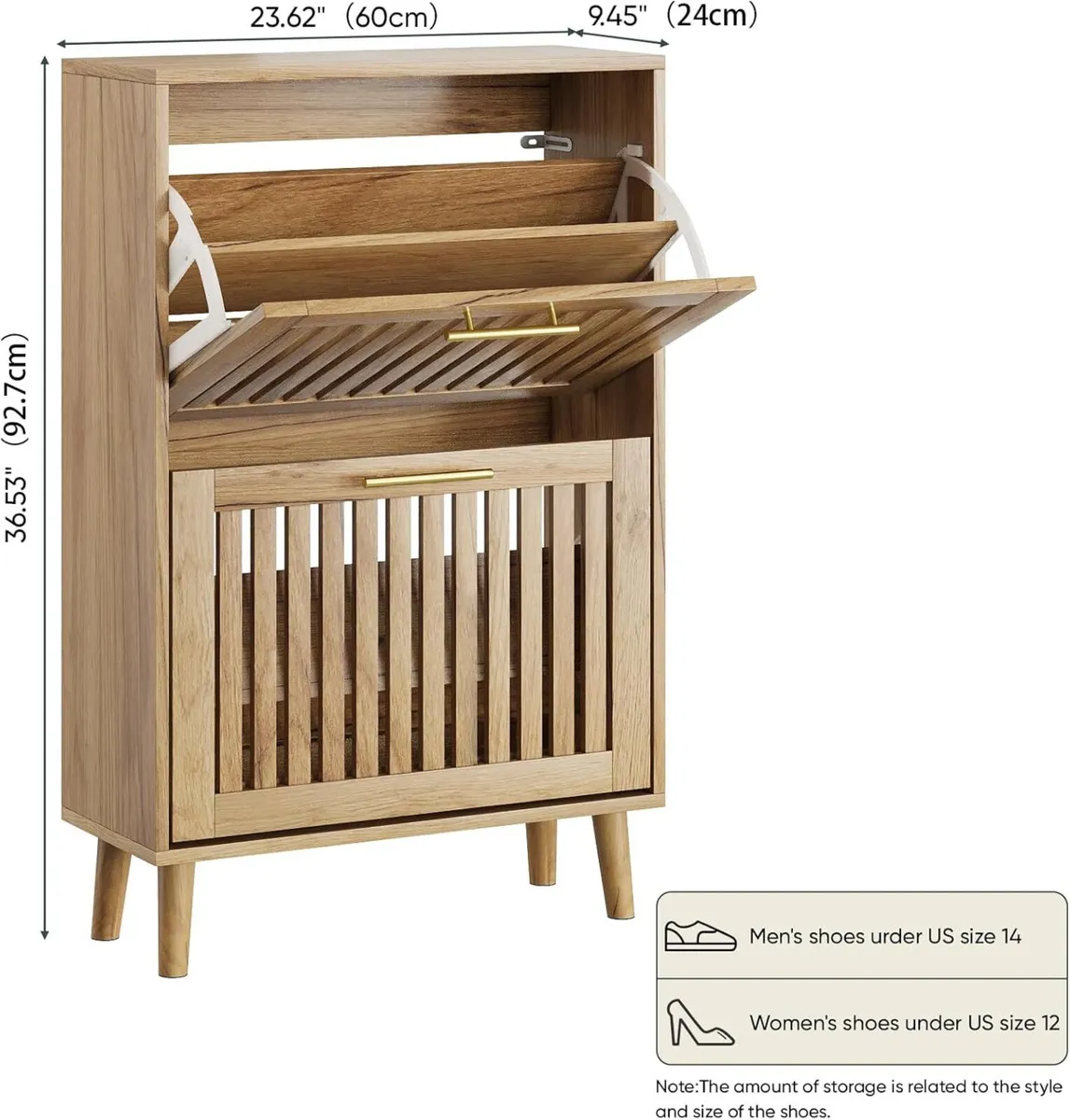 Shoe Cabinet with 2 Flip Louvered Drawers - Image 2