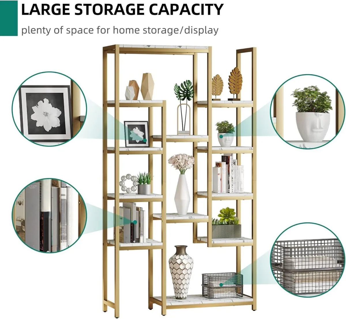 Bookcase 6 Tier Modern Free Standing Bookshelf - Image 3