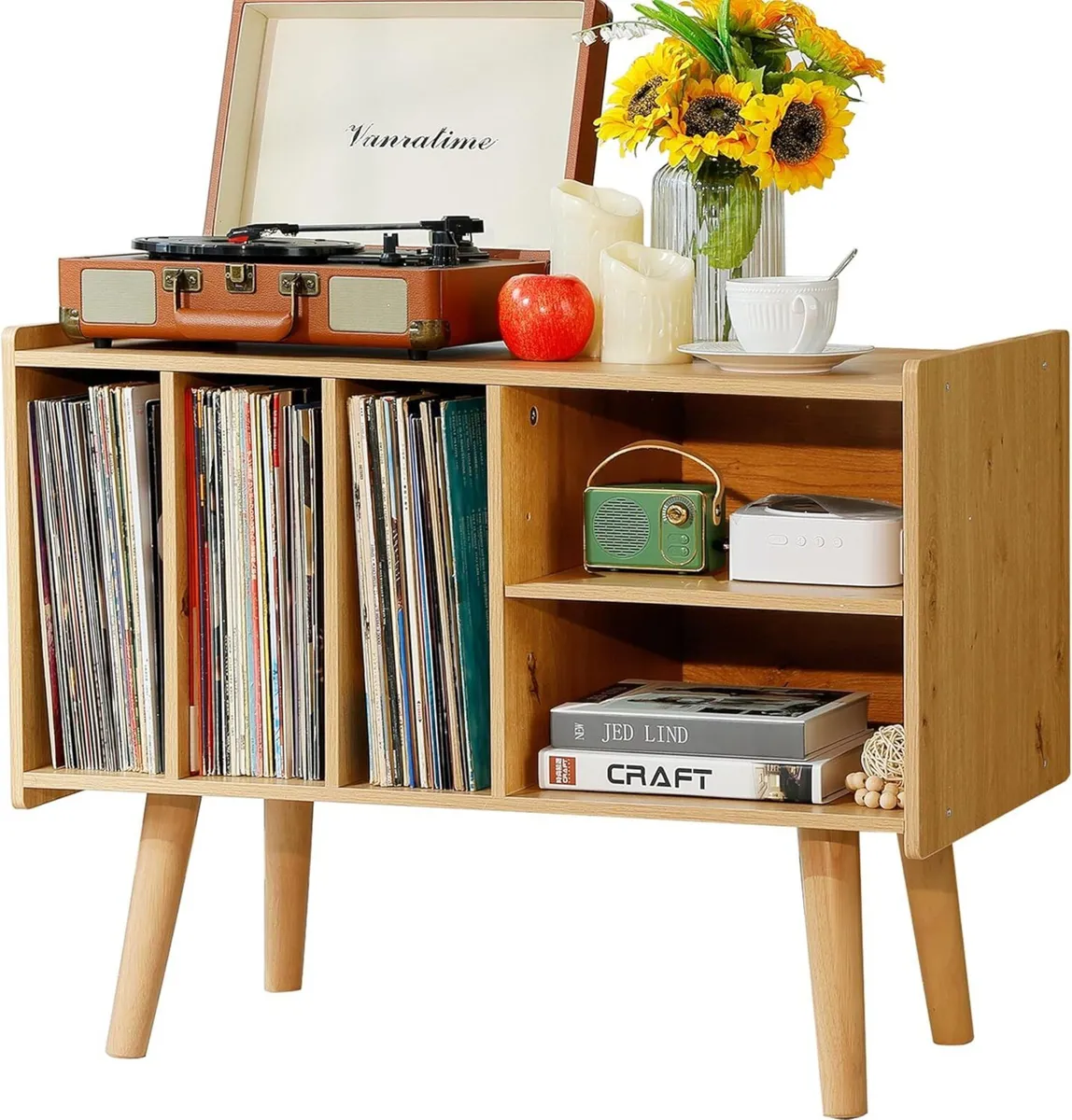 Record Player Stand with Vinyl Storage Holds Up - Image 1