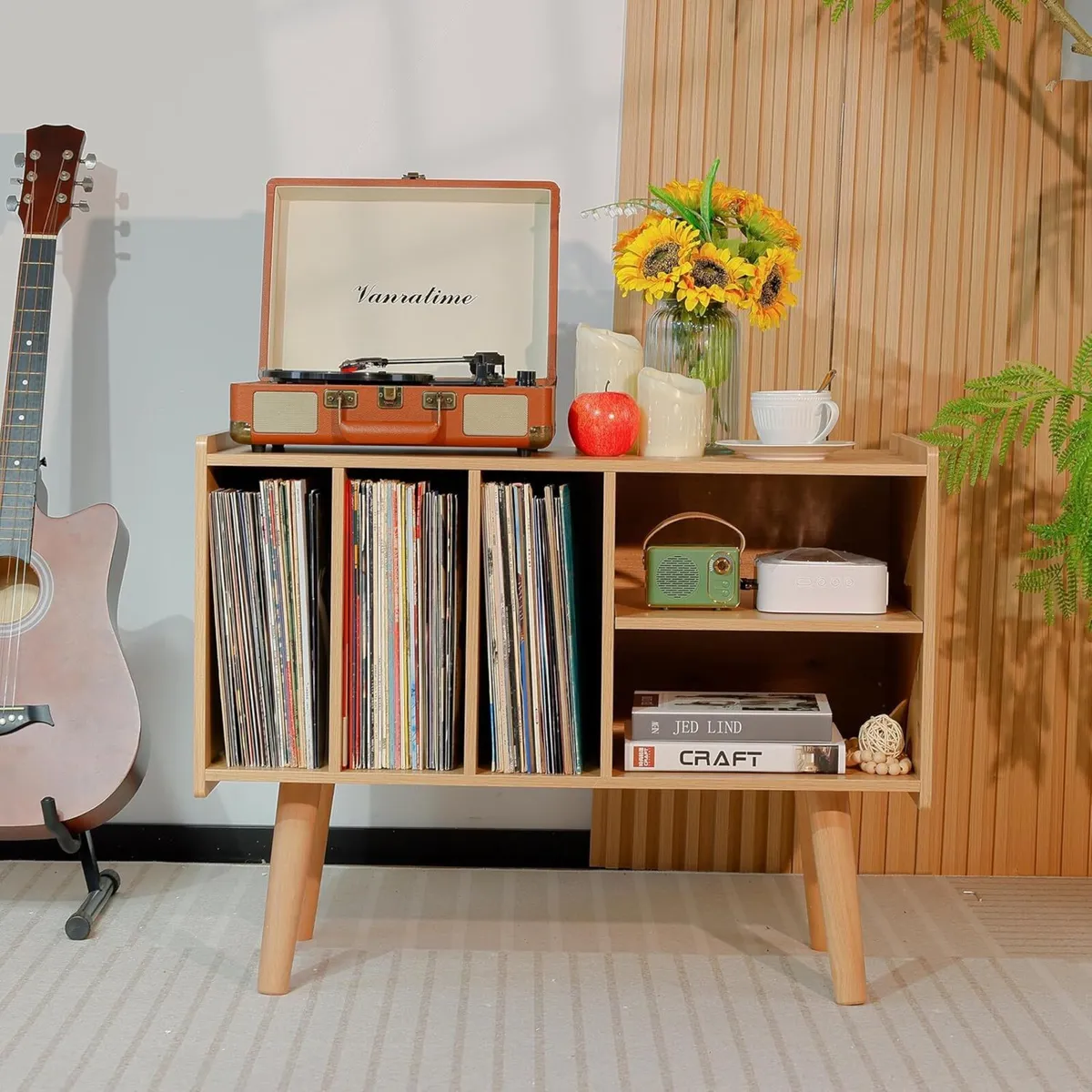 Record Player Stand with Vinyl Storage Holds Up - Image 2