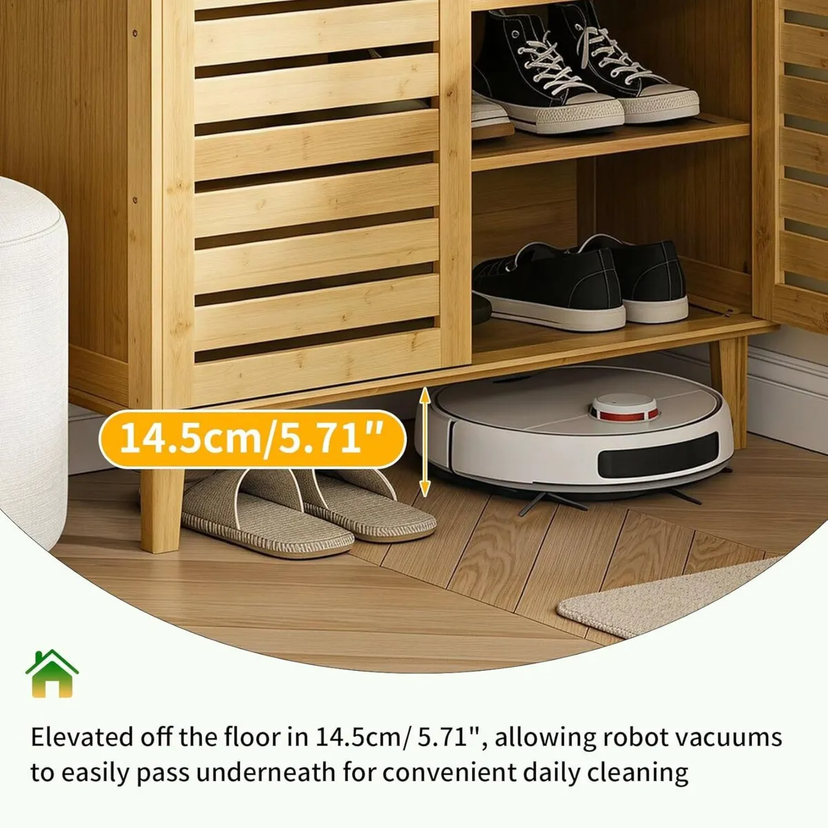 Bamboo Shoe Storage Cabinet with 5-Tier Shelves - Image 3