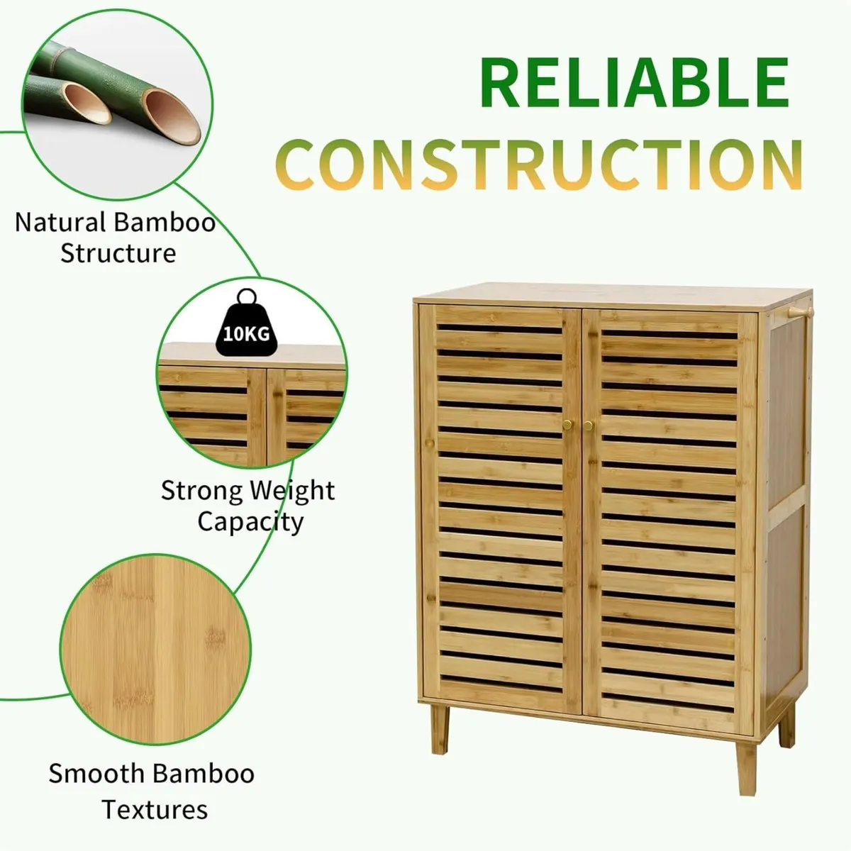 Bamboo Shoe Storage Cabinet with 5-Tier Shelves - Image 4