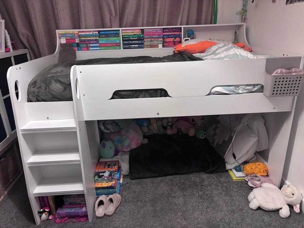 High sleeper bed and Emma single mattress - Image 1