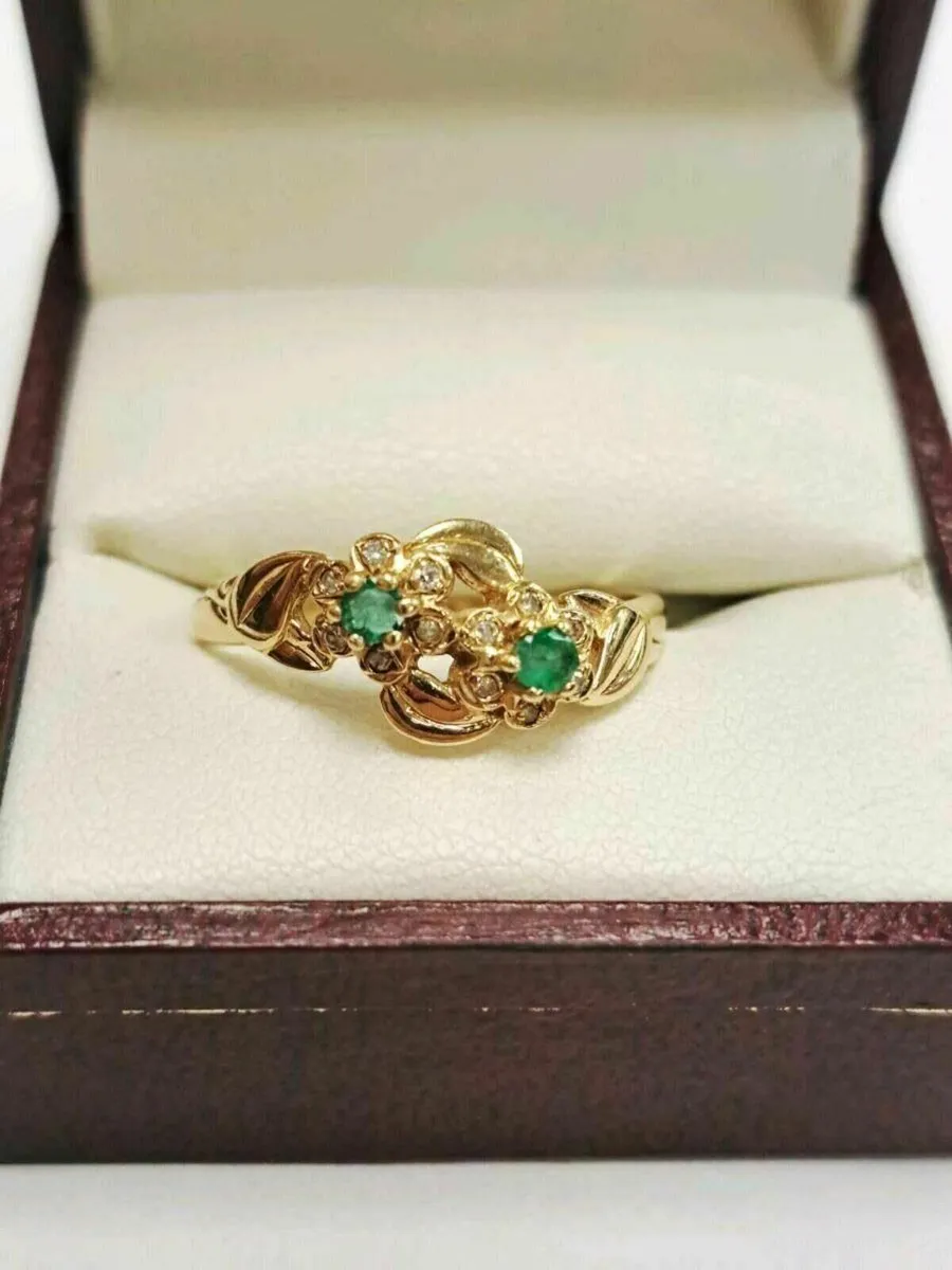 14K Gold Diamond Emerald Ring 14CT - Image 1