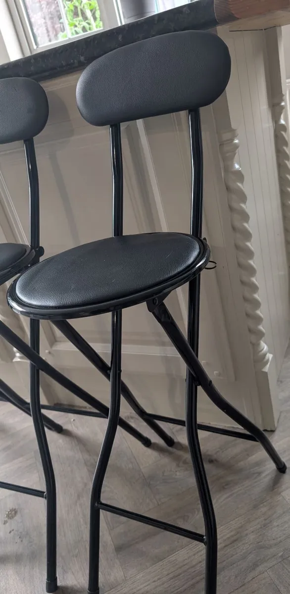 4 x Black Foldable Counter Stools with Metal Frame - Image 3