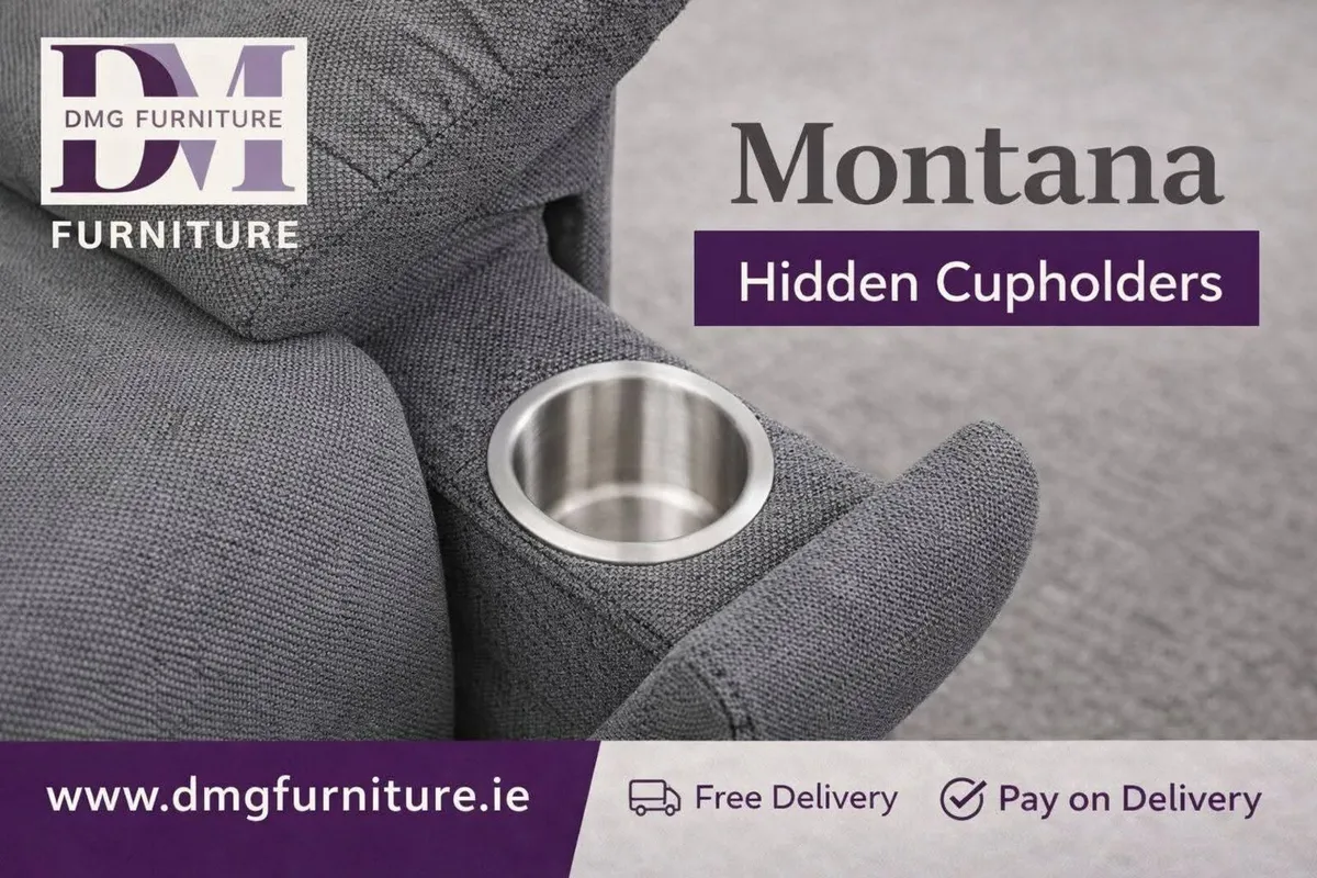 New 3+2 Montana Fabric Recliner Sofa Set Cupholder - Image 3
