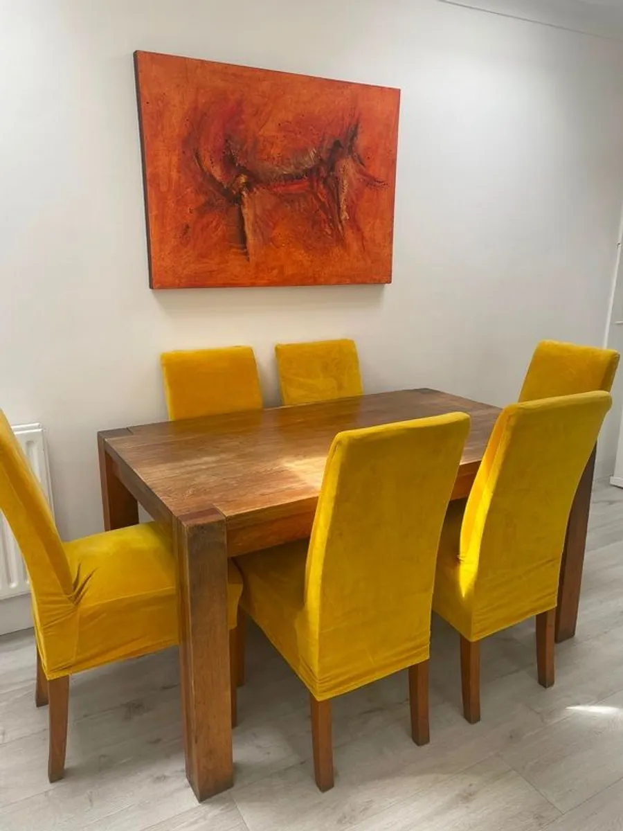 Solid oak dining table and 6 chairs - Image 4