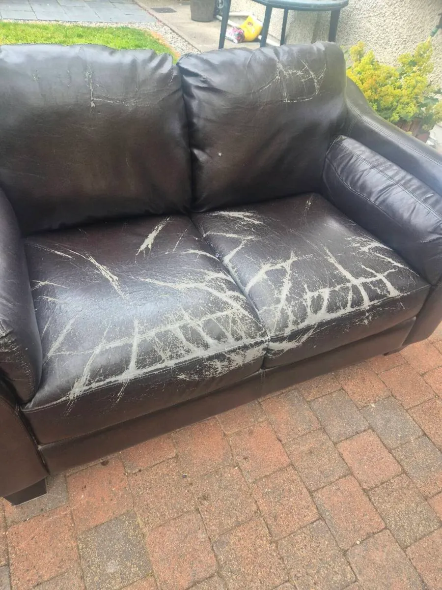 2 Seater Brown Leatherette Couch Free to take away - Image 2