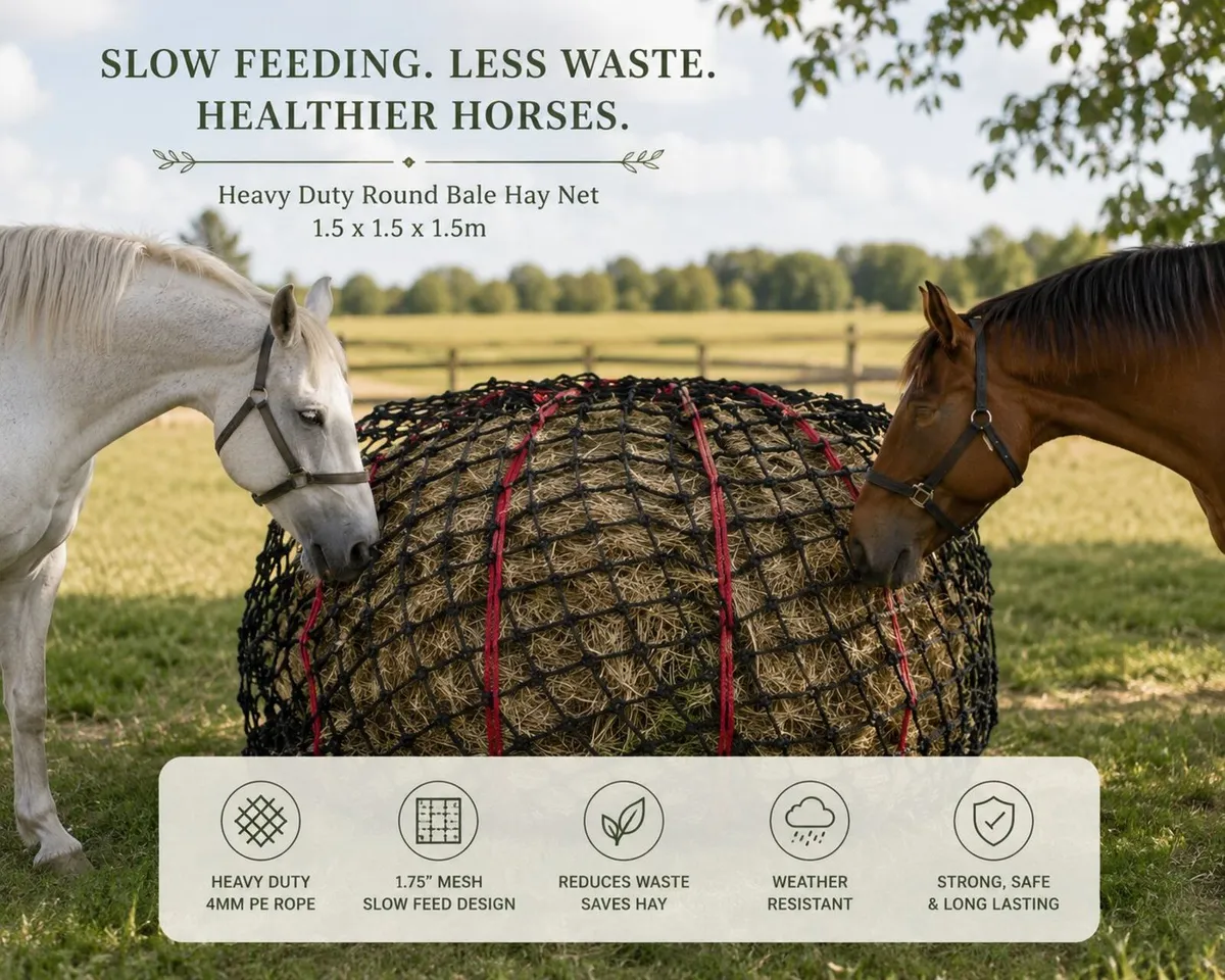 Heavy Duty Round Bale Hay Net 1.5m Slow Feed Hay - Image 1