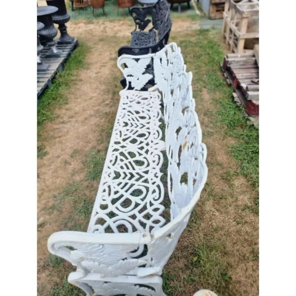 Bench Large Fern & Leaf Cast Iron White CH R 713 W - Image 1