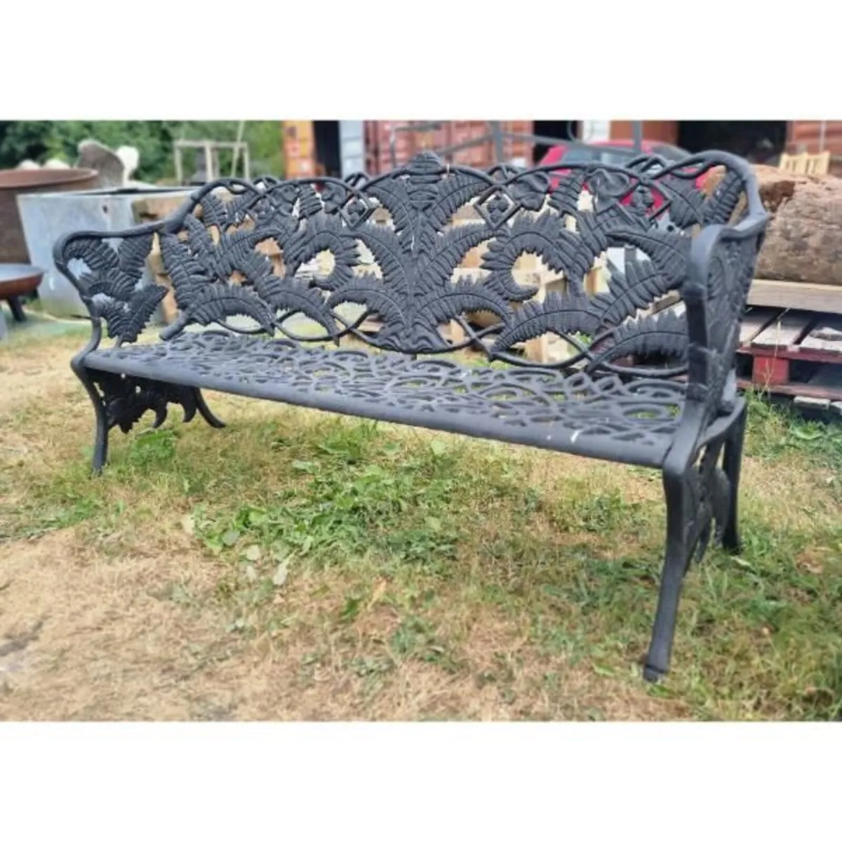 Bench Large Fern & Leaf Cast Iron Black CH R 713 B - Image 1