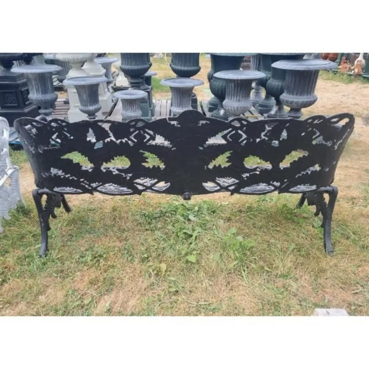 Bench Large Fern & Leaf Cast Iron Black CH R 713 B - Image 2