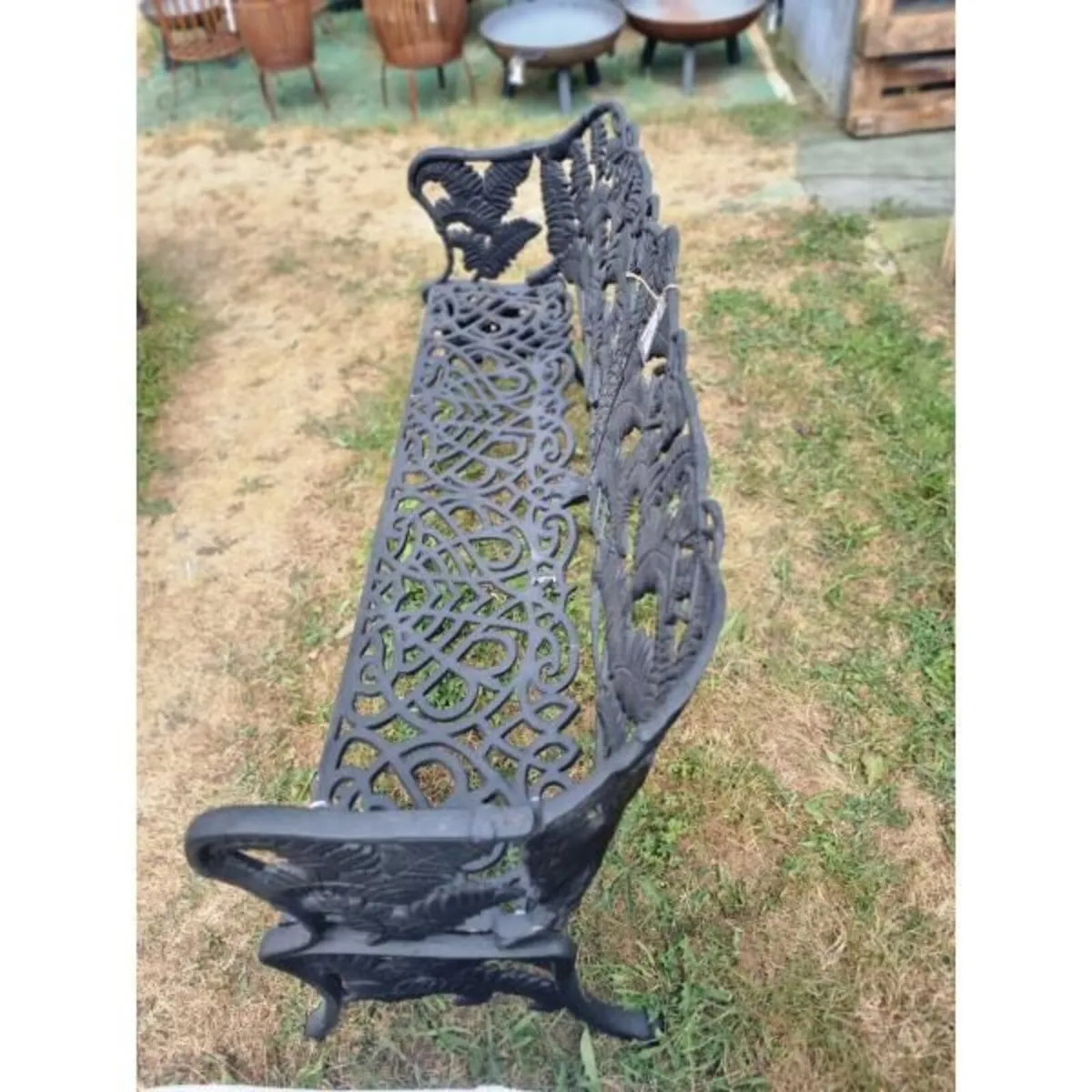 Bench Large Fern & Leaf Cast Iron Black CH R 713 B - Image 3