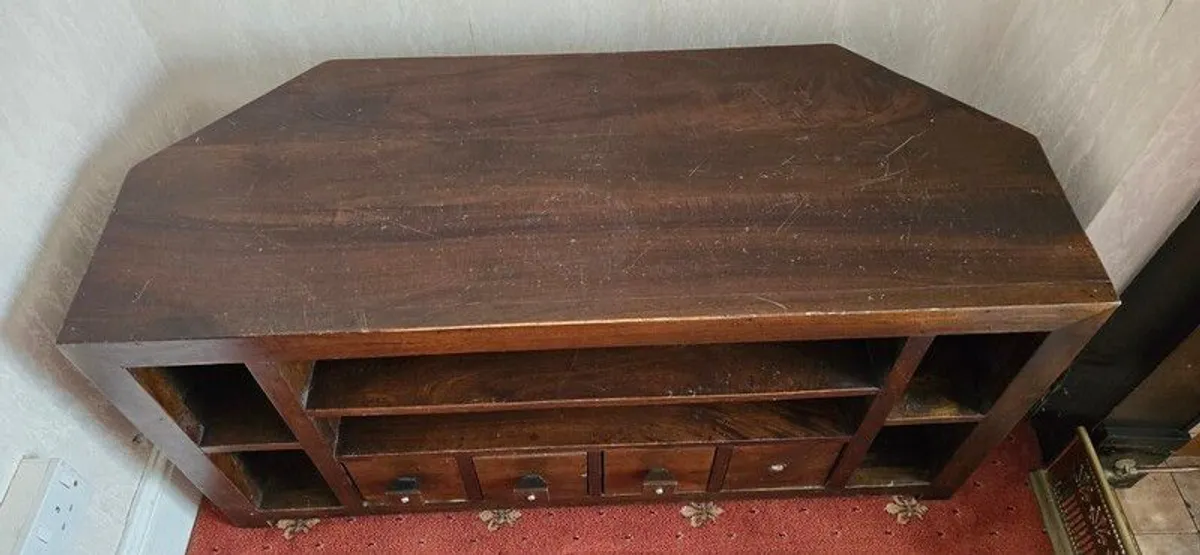 Solid wood corner TV stand - Image 2