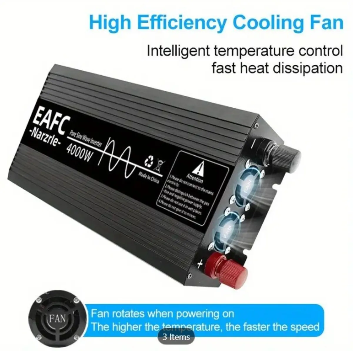 4000W Portable Car Power Inverter, Pure Sine Wave - Image 1