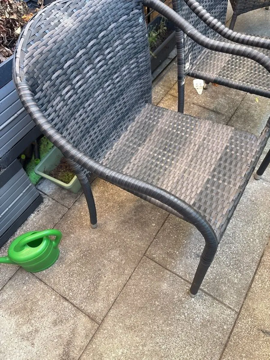 Rattan Table and 3 Chairs - Image 1