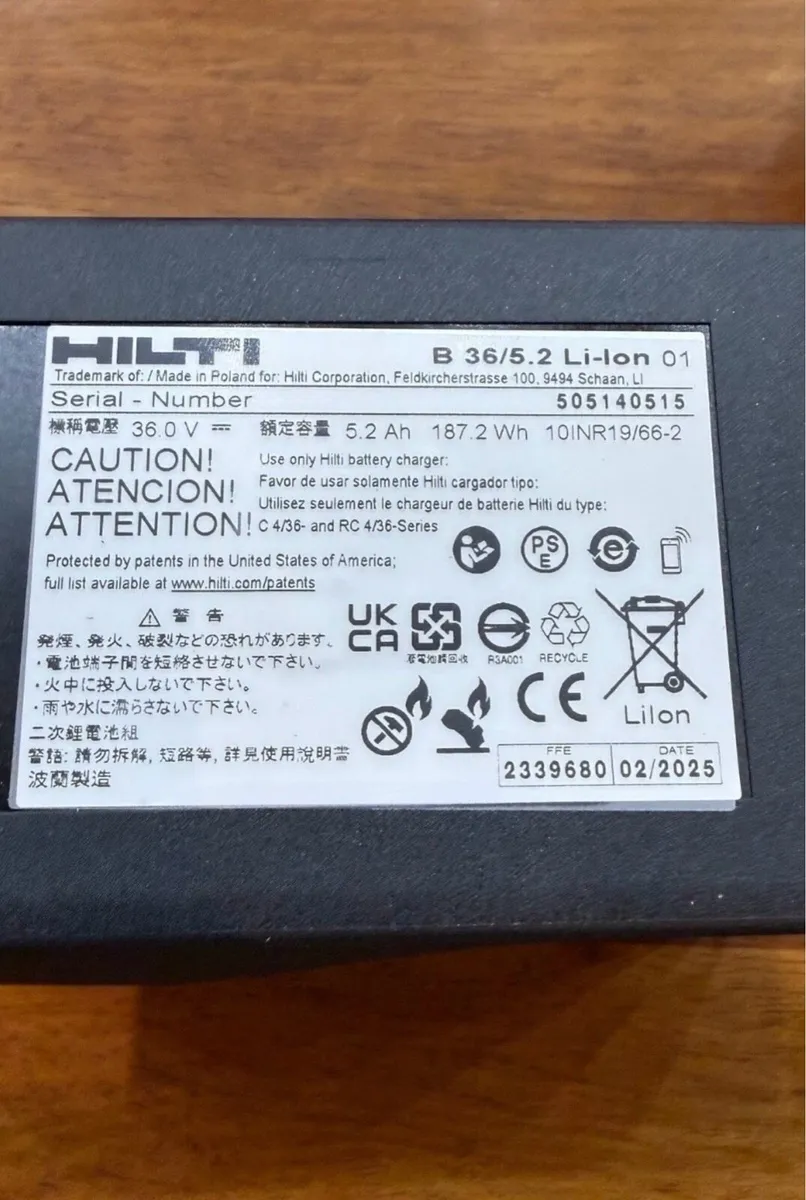 Hilti B36 5.2ah Battery Brand New - Image 4
