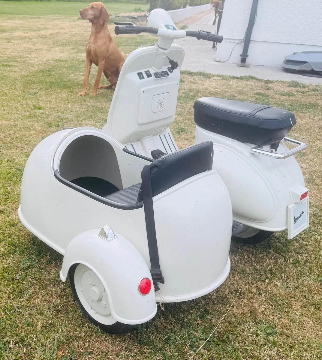 Peg Perego Vespa Scooter with Sidecar – Needs Batt - Image 3