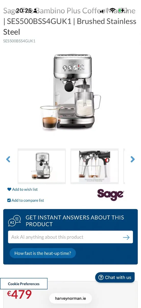 Sage Bambino Plus SES500 Espresso Machine – Used O - Image 2