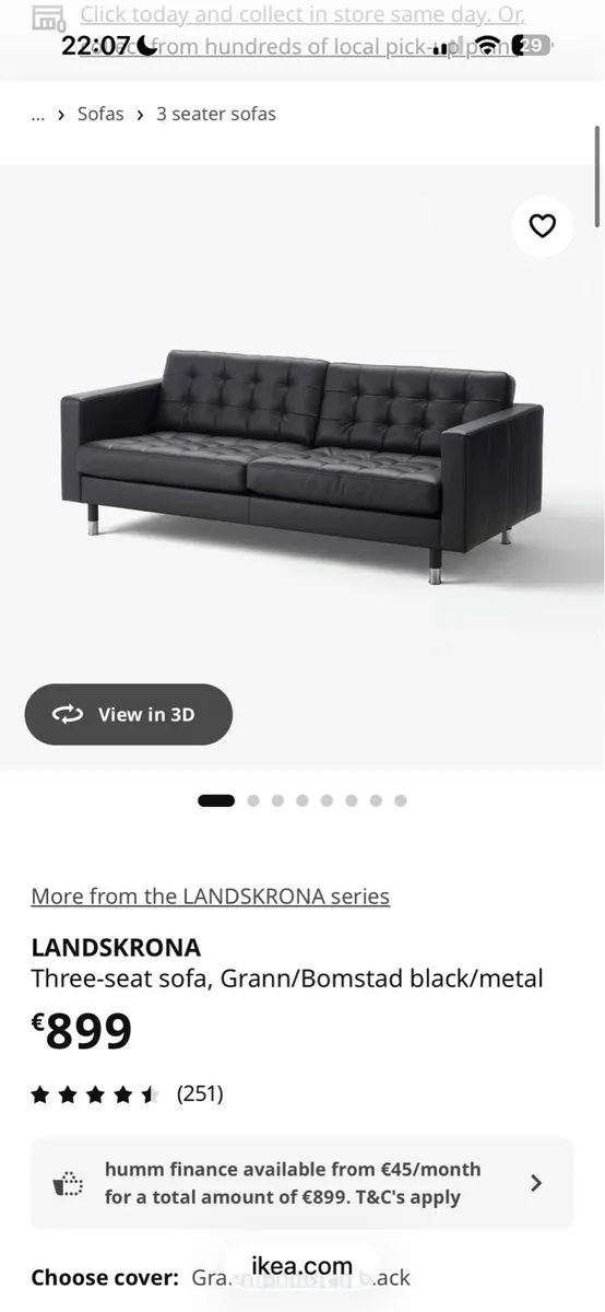 IKEA Landskrona 2 seater & 3 seater sofa black - Image 1