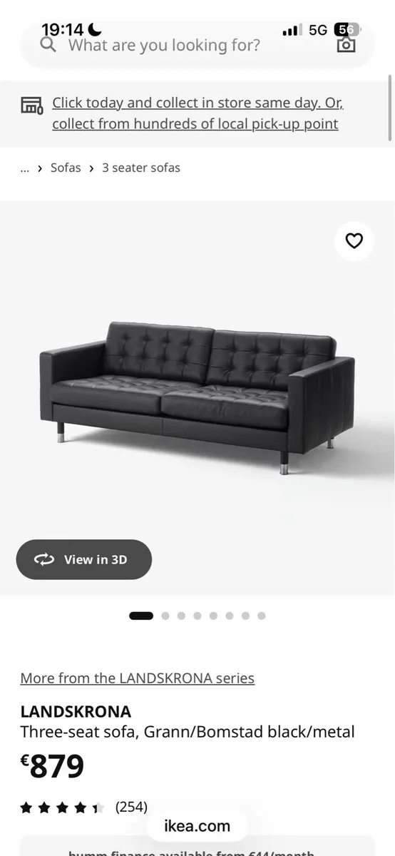 IKEA Landskrona 2 seater & 3 seater sofa black - Image 2