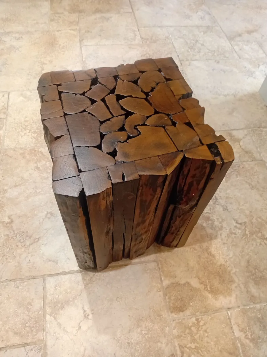 Rustic Solid Wood Side Table / Stool - - Image 1