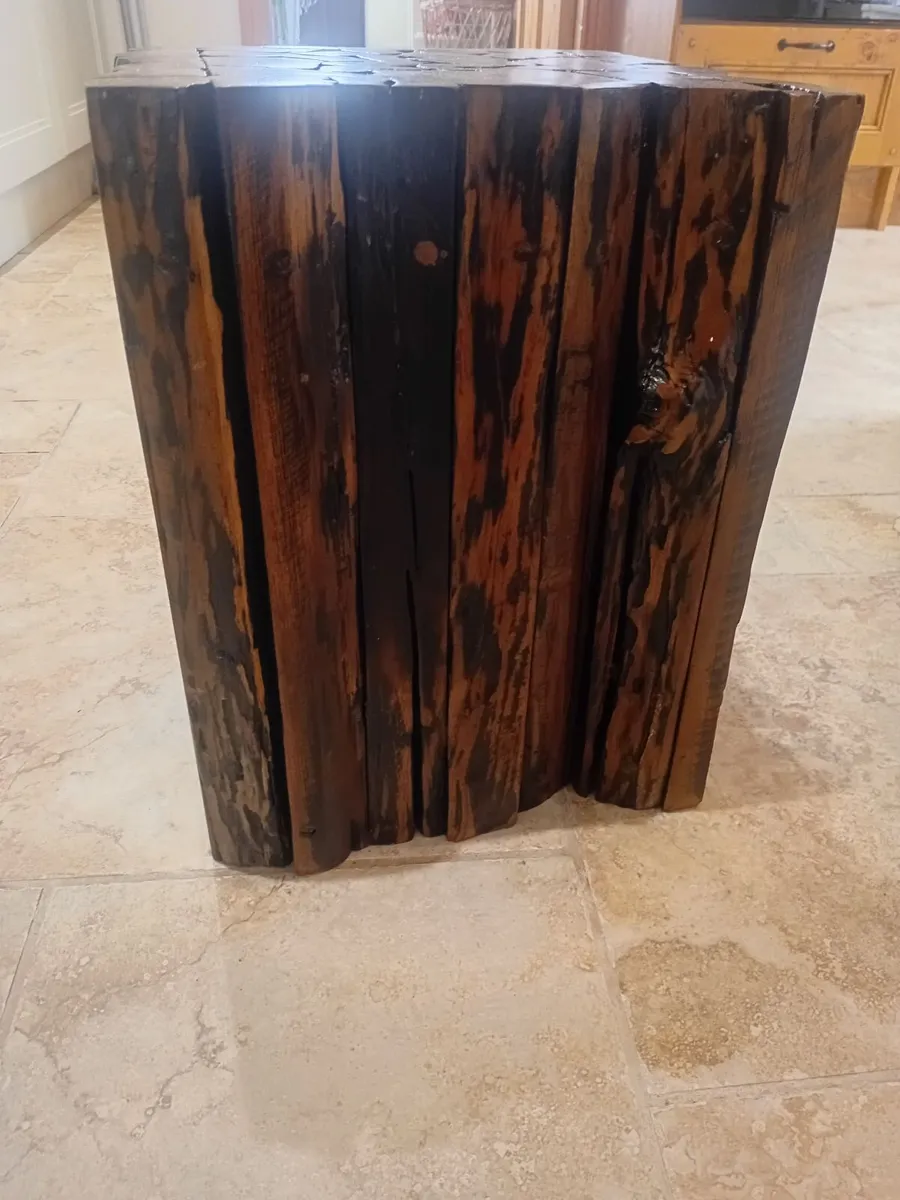 Rustic Solid Wood Side Table / Stool - - Image 2