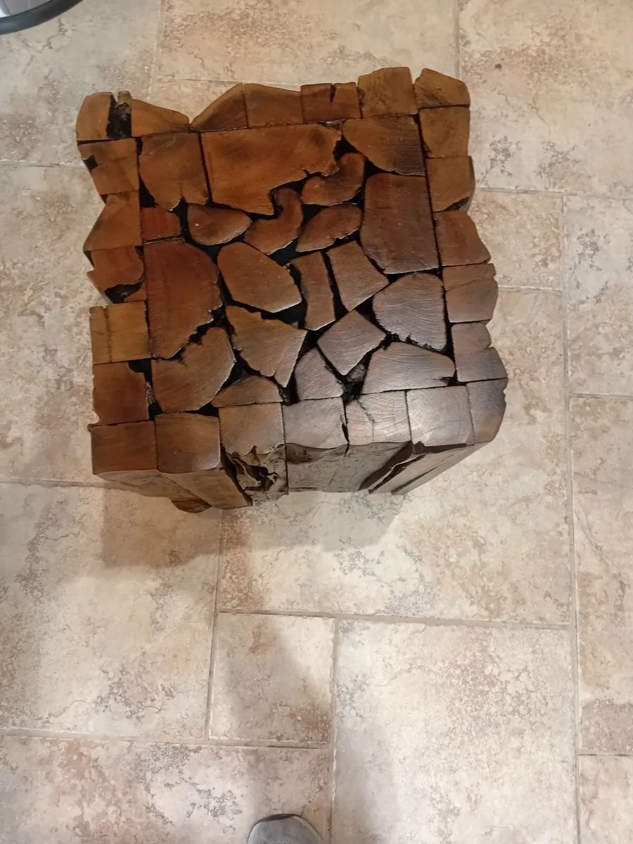 Rustic Solid Wood Side Table / Stool - - Image 3