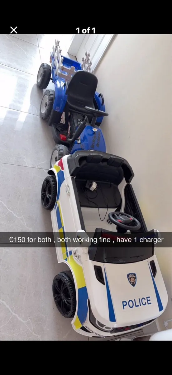 Electric ride on police car and tractor