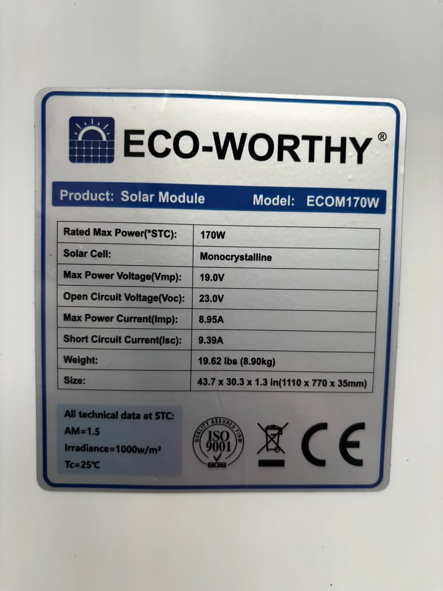 170W 12V Solar panel Kit New - Image 3