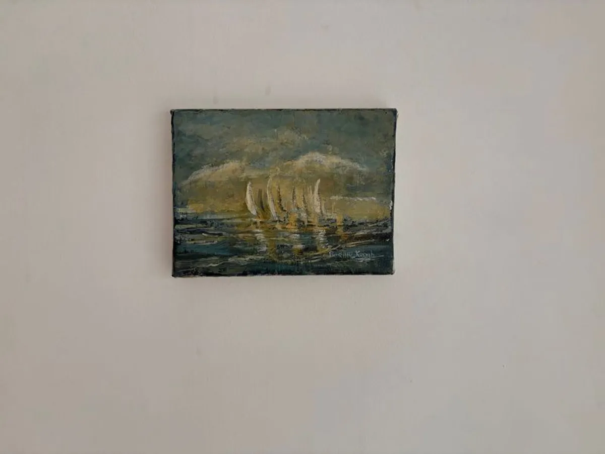 Original Bernie Keogh Oil Painting.  Galway Bay with White Sails (Small). - Image 3