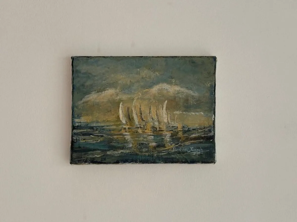 Original Bernie Keogh Oil Painting.  Galway Bay with White Sails (Small). - Image 1