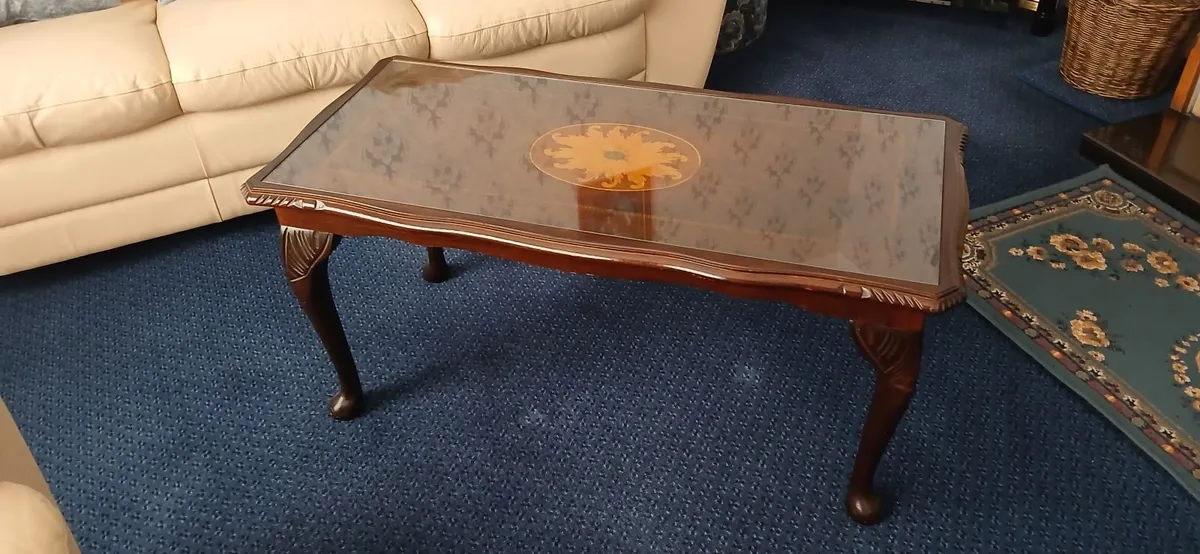 Vintage glass top coffee table - Image 1