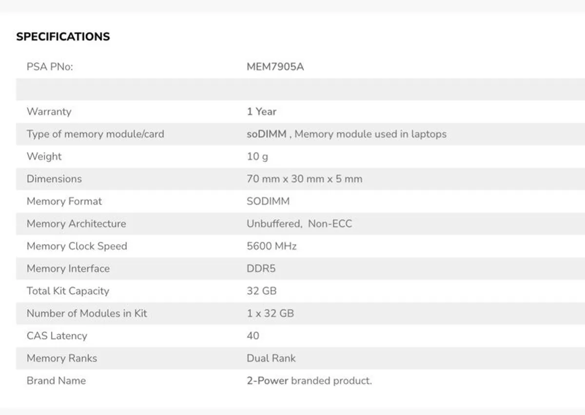 32gb Ddr5 Laptop Ram X 2 - Image 2
