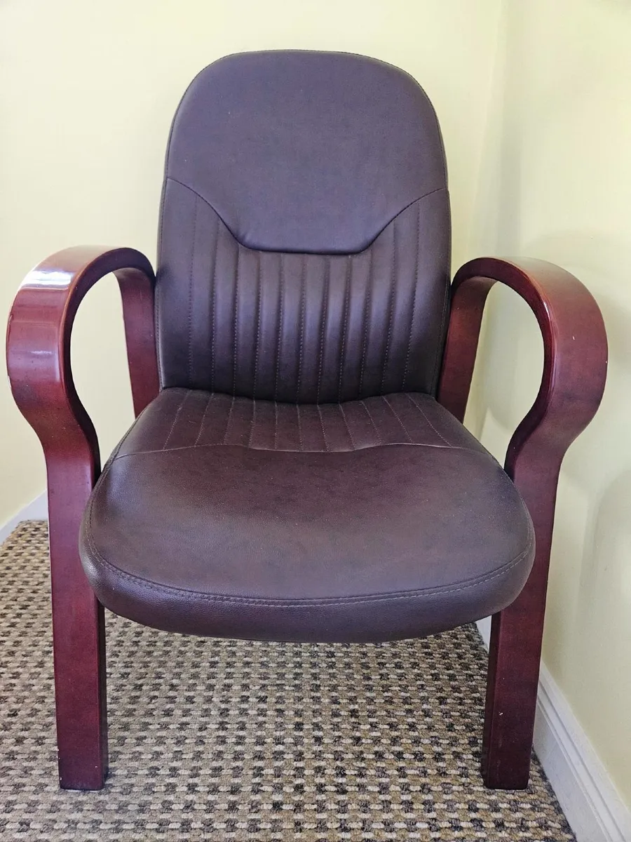 Brown Leather Orthopedic Armchair - Image 1