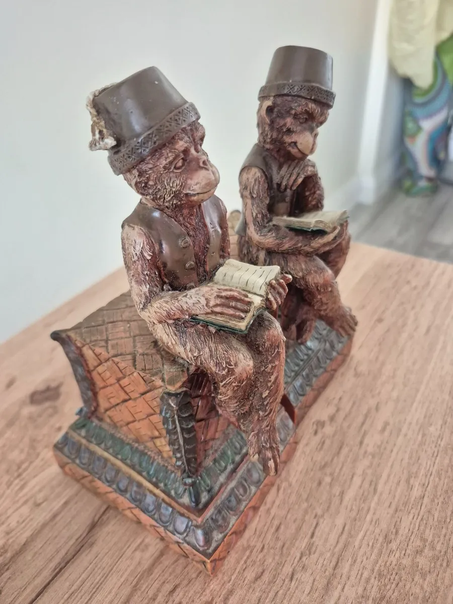 Vintage style monkey book ends - Image 4