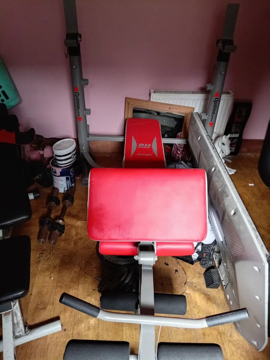Olympic bench and 7ft bar and dumbbells stepper nd - Image 3