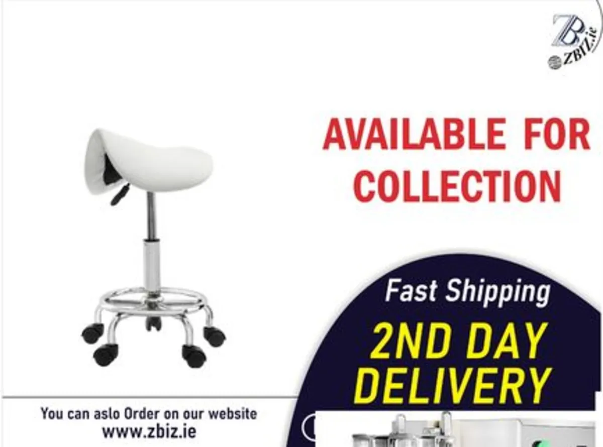 Saddle Stool PU Leather Swivel Chair with Wheels - Image 1