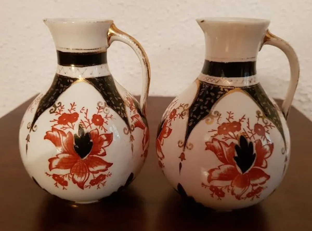 Lovely Pair Antique China Jugs Victorian - Image 1