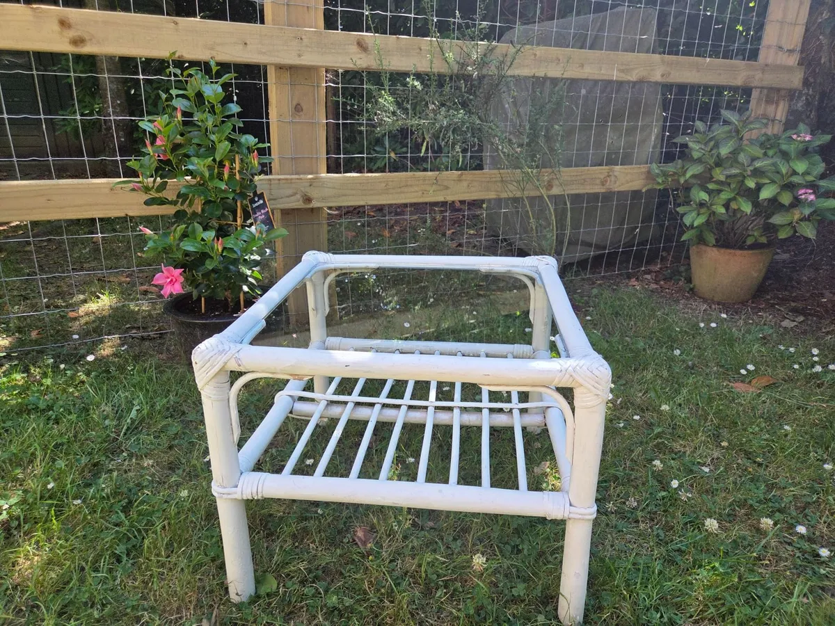 Vintage Bamboo New Reinforced Glass Top Table - Image 1