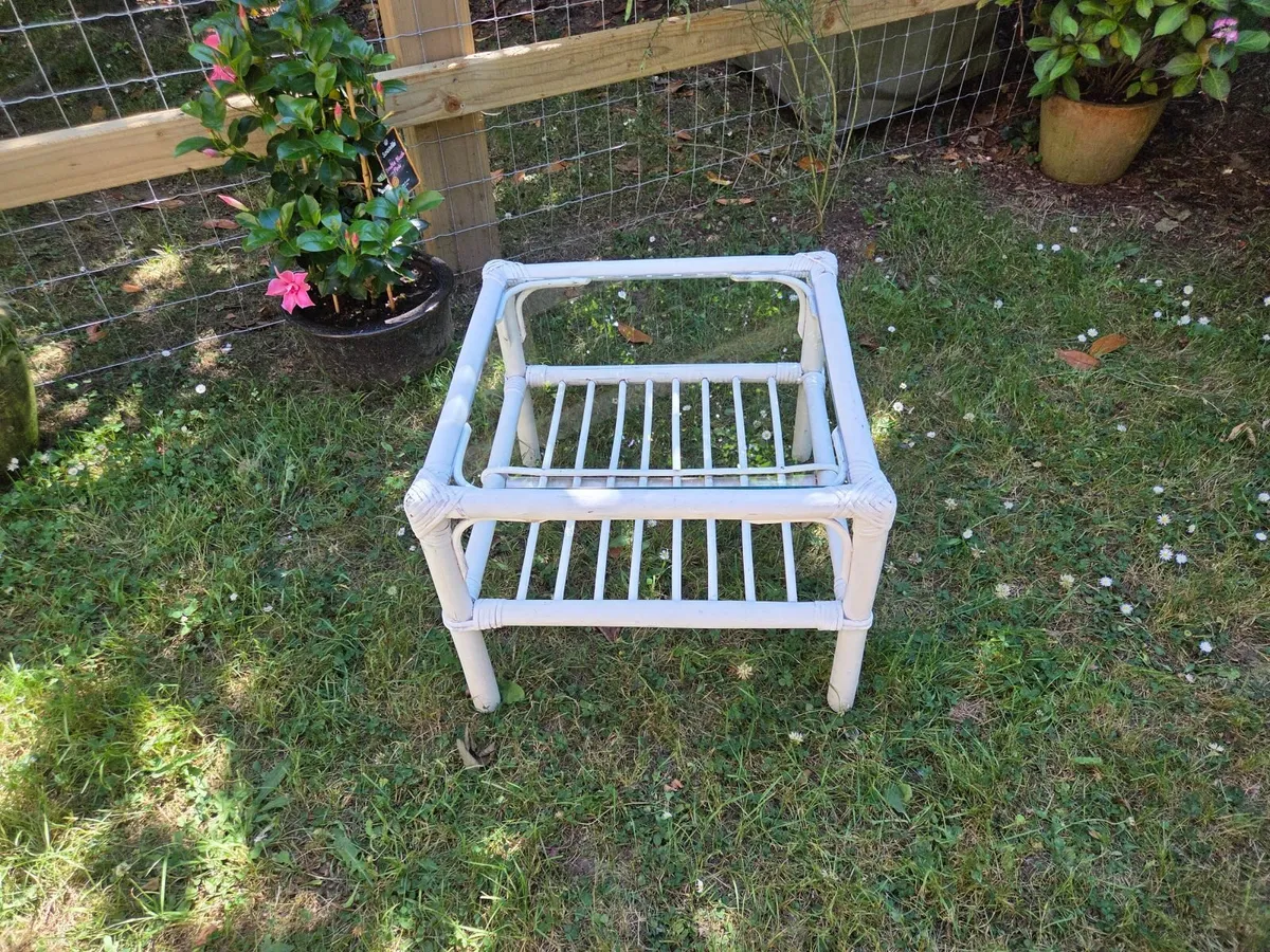 Vintage Bamboo New Reinforced Glass Top Table - Image 3