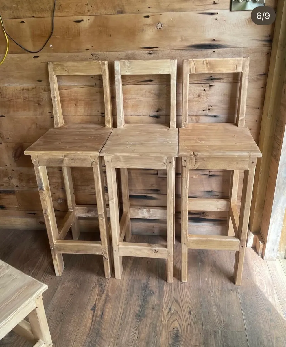 Wooden bar stools - Image 3