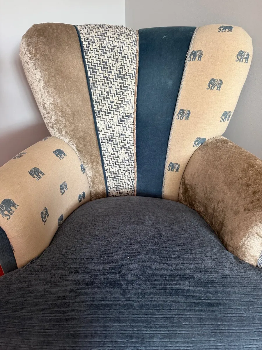Handmade Patchwork Wingback Armchair - Image 3