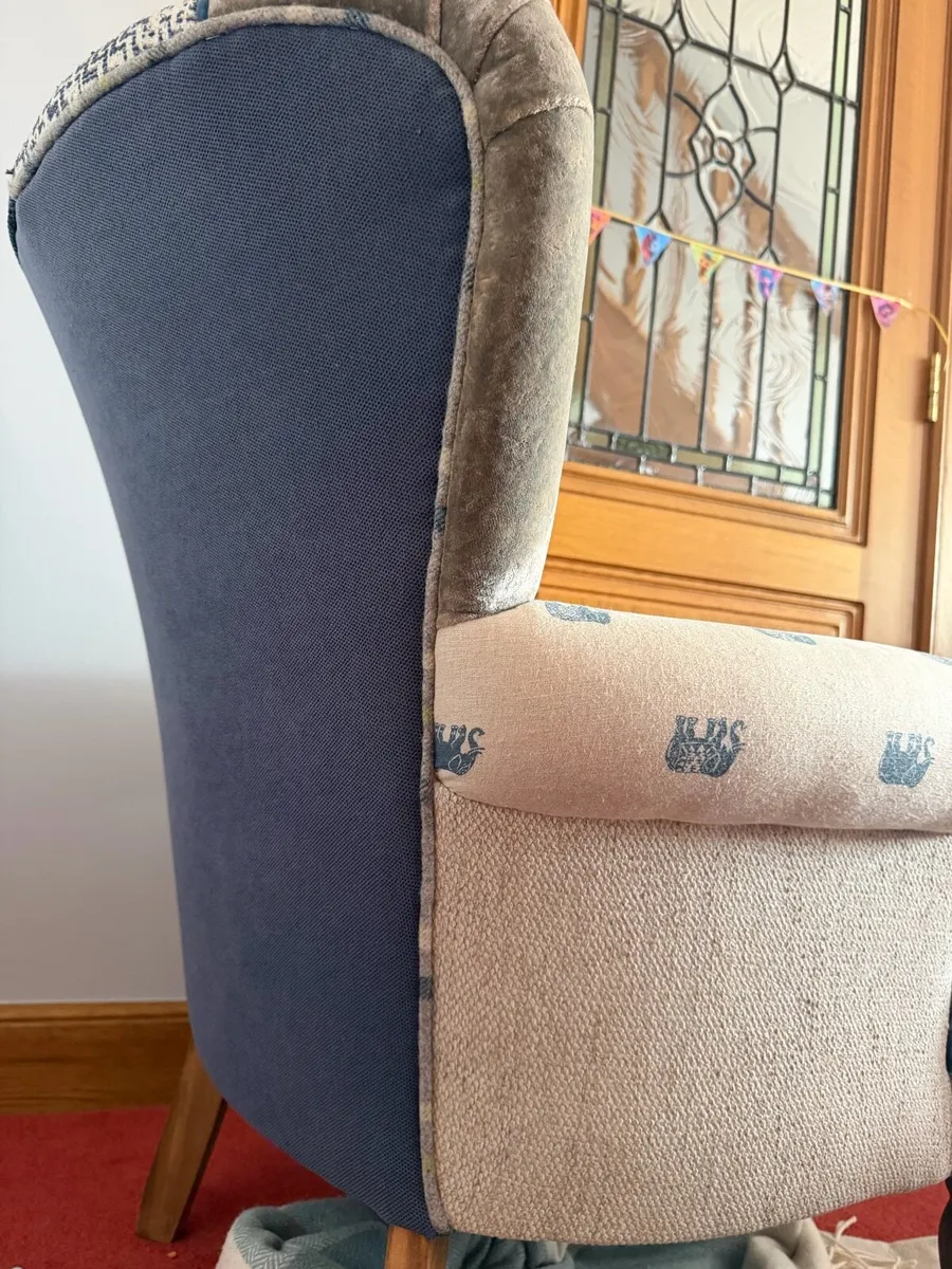 Handmade Patchwork Wingback Armchair - Image 4