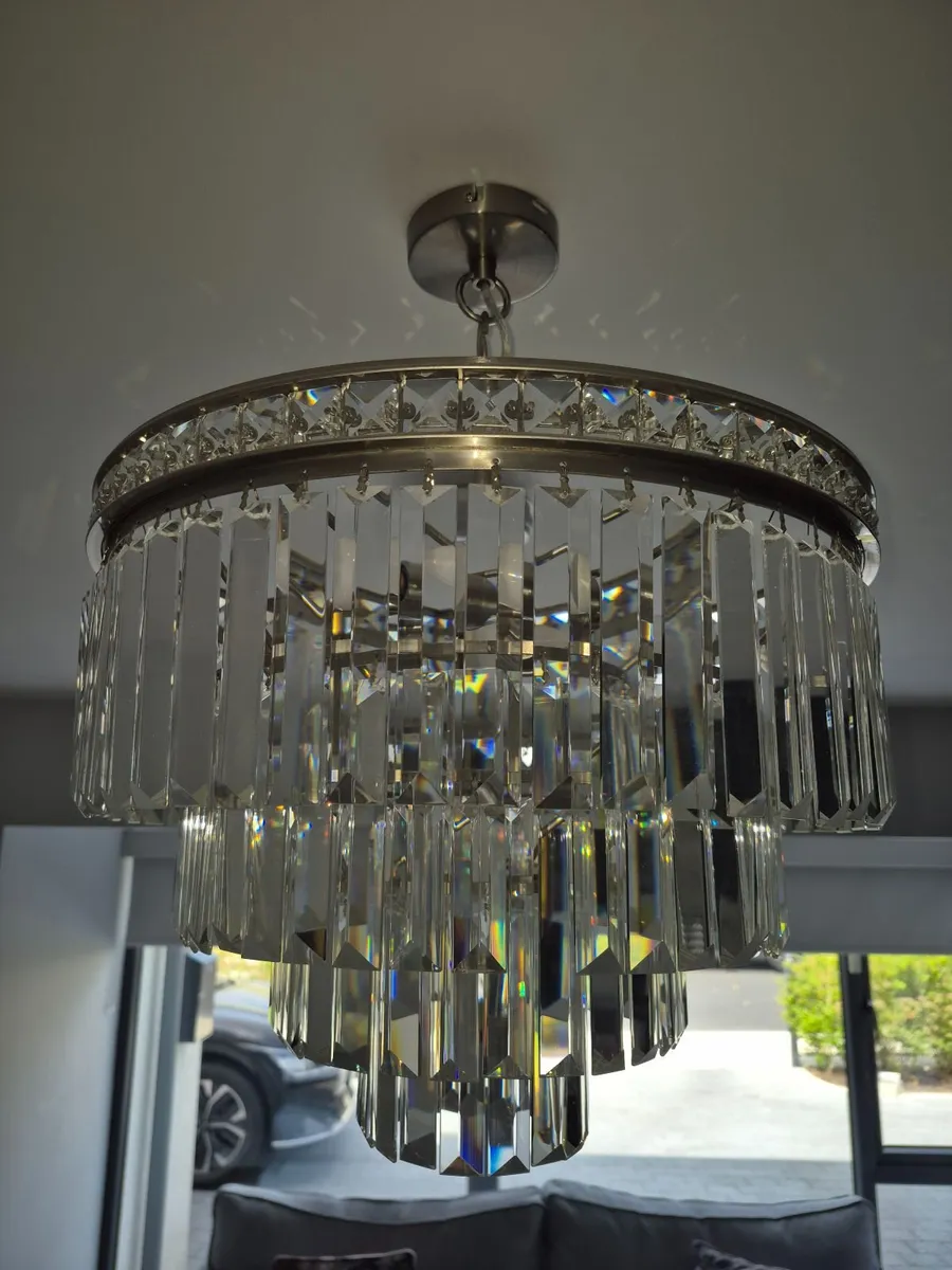 Nickel and Crystal Pendant Light - Image 1