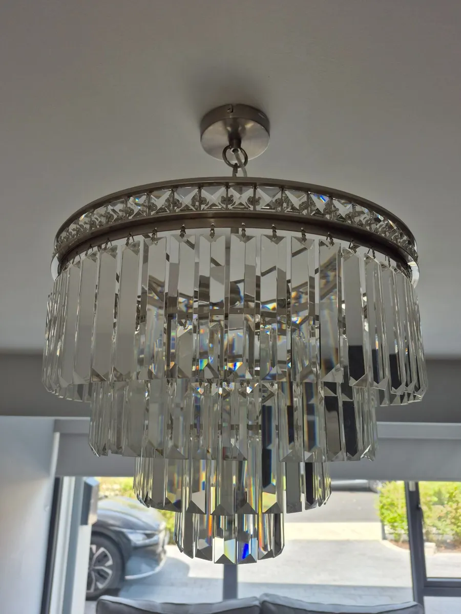Nickel and Crystal Pendant Light - Image 2